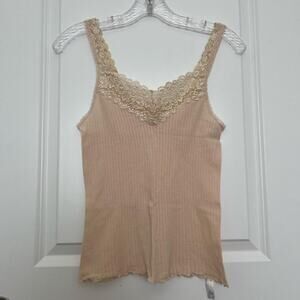 Venus Tan Lace Cotton Tank Top